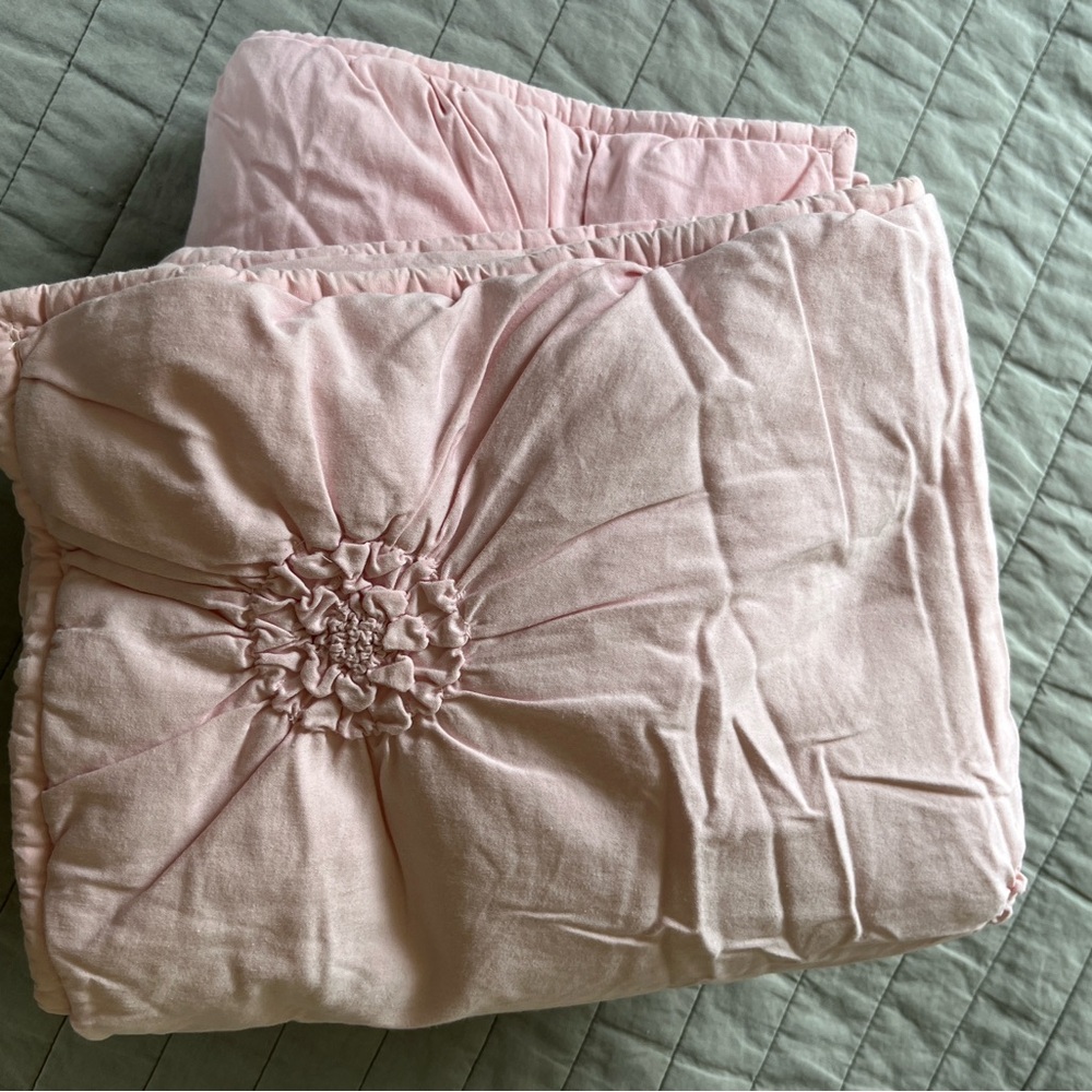 Pottery Barn Teen Pale Pink Tufted Rosette pillowcase (set of 2)